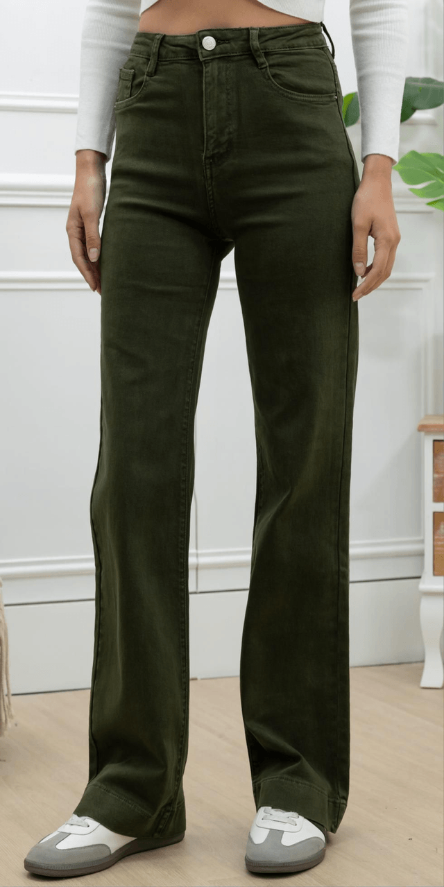 Jean wide leg kaki