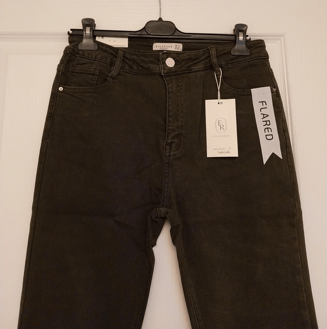 Jean flared effiloché kaki