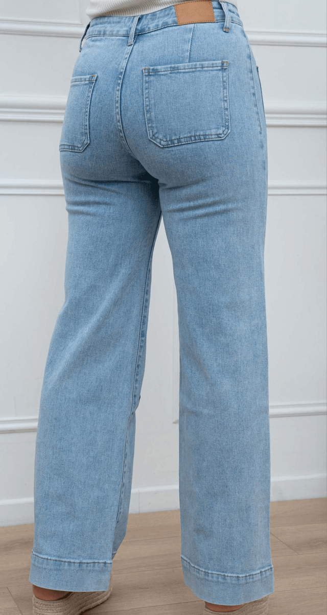 Jean wide leg citron brodé 