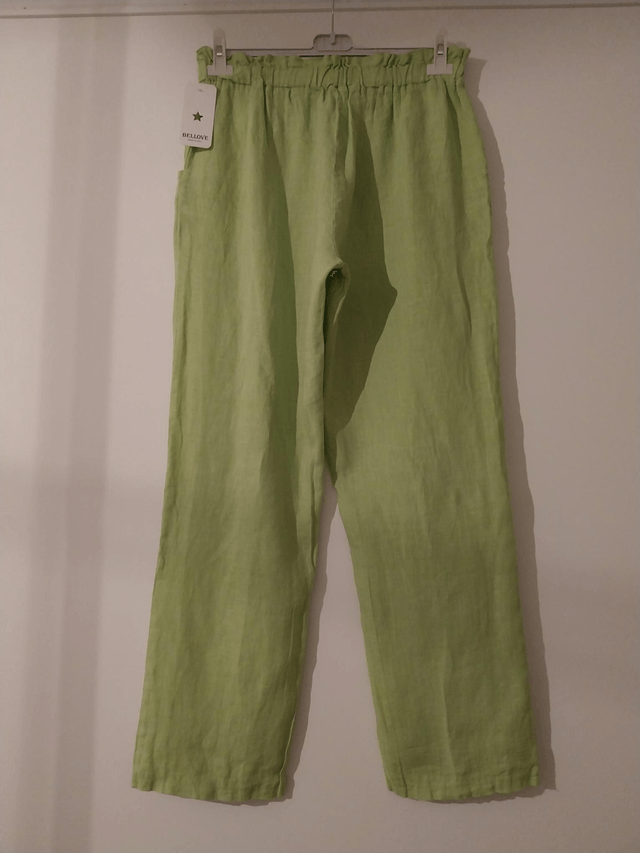 Pantalon en lin vert anis