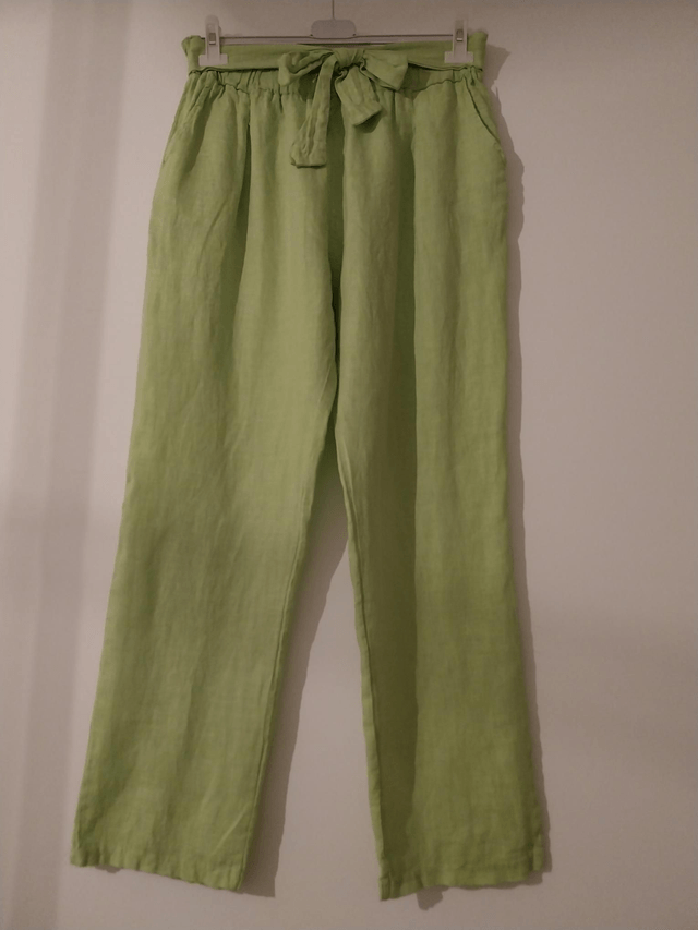 Pantalon en lin vert anis