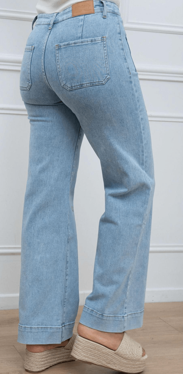 Jean wide leg étoiles brodées