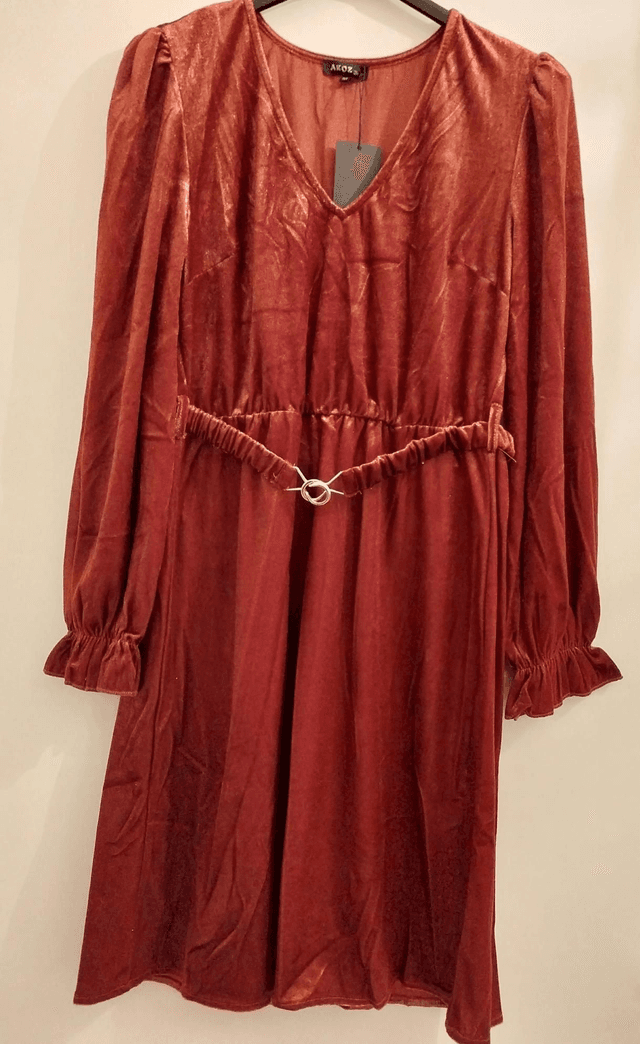 Robe col V brique