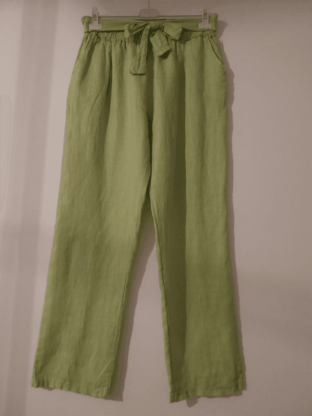 Pantalon en lin vert anis